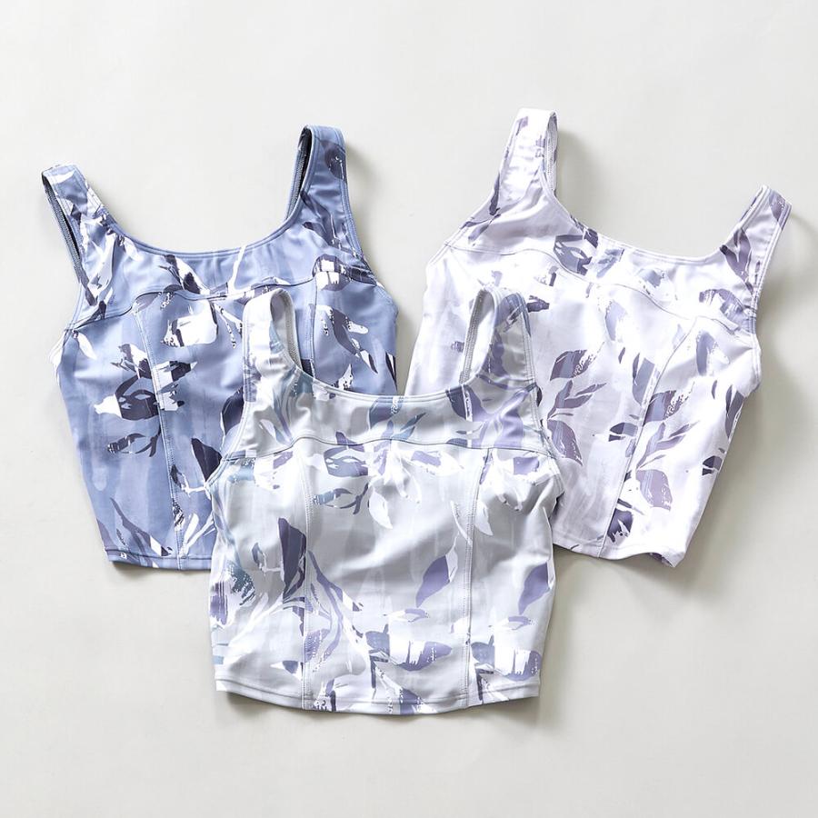 Julier（ジュリエ） ヨガウェア トップス カップ付 リーフ柄