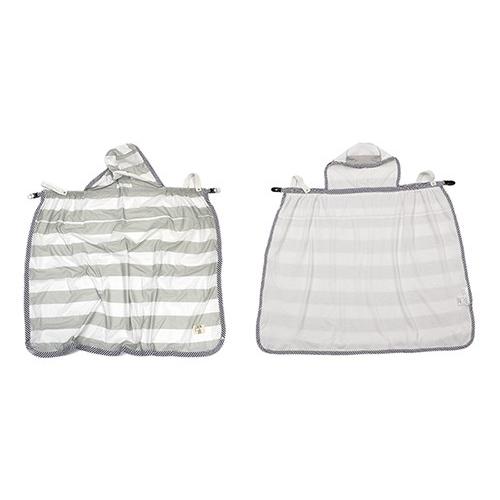 CAYA 5WAYケープ （ボーダーメッシュ×薄手ホワイト天竺） 虫よけ インセクトシールド |  | 01