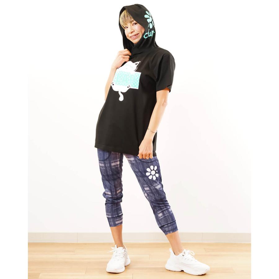 クラップ CLAP フィットネスウェア クロップドパンツ レディース DENIM CHECK デニム クラップ新作 クラップウェア クラップパンツ | clap | 05