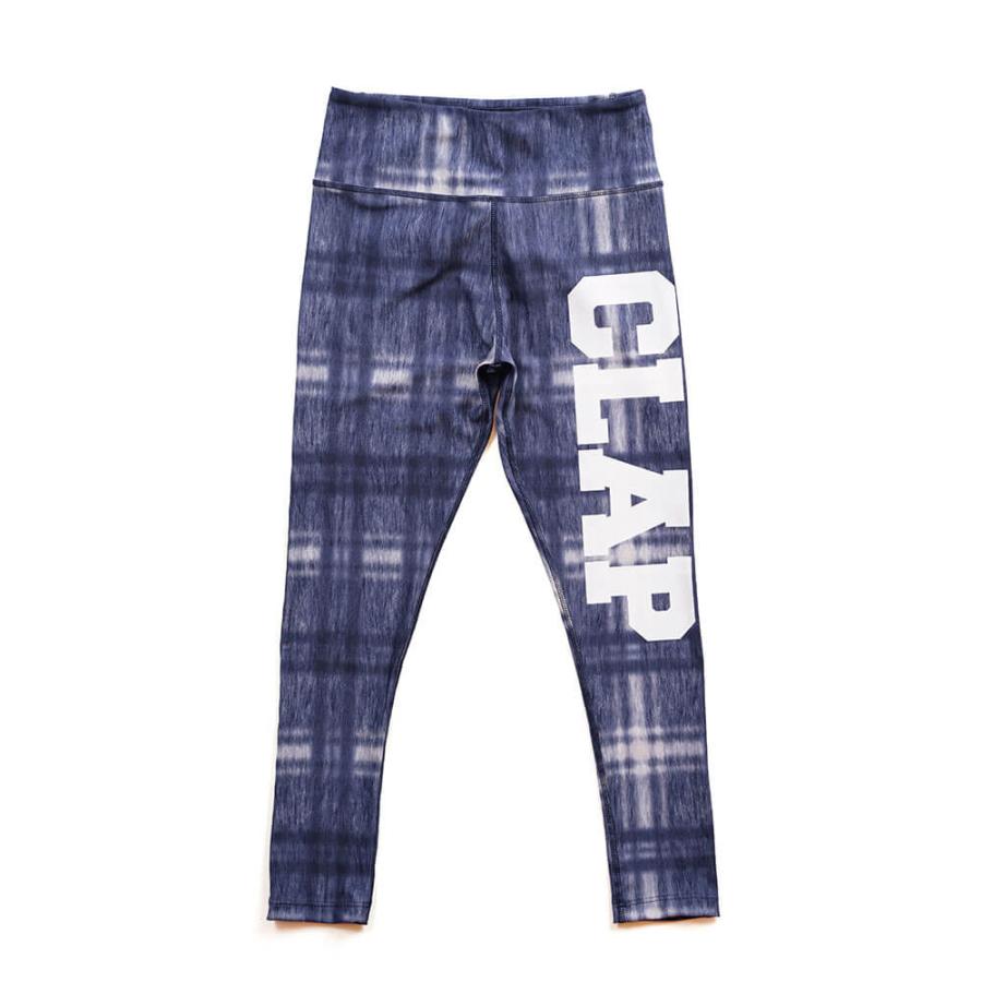 クラップ CLAP フィットネスウェア レギンス レディース DENIM CHECK デニム クラップ新作 クラップウェア クラップパンツ | clap | 01