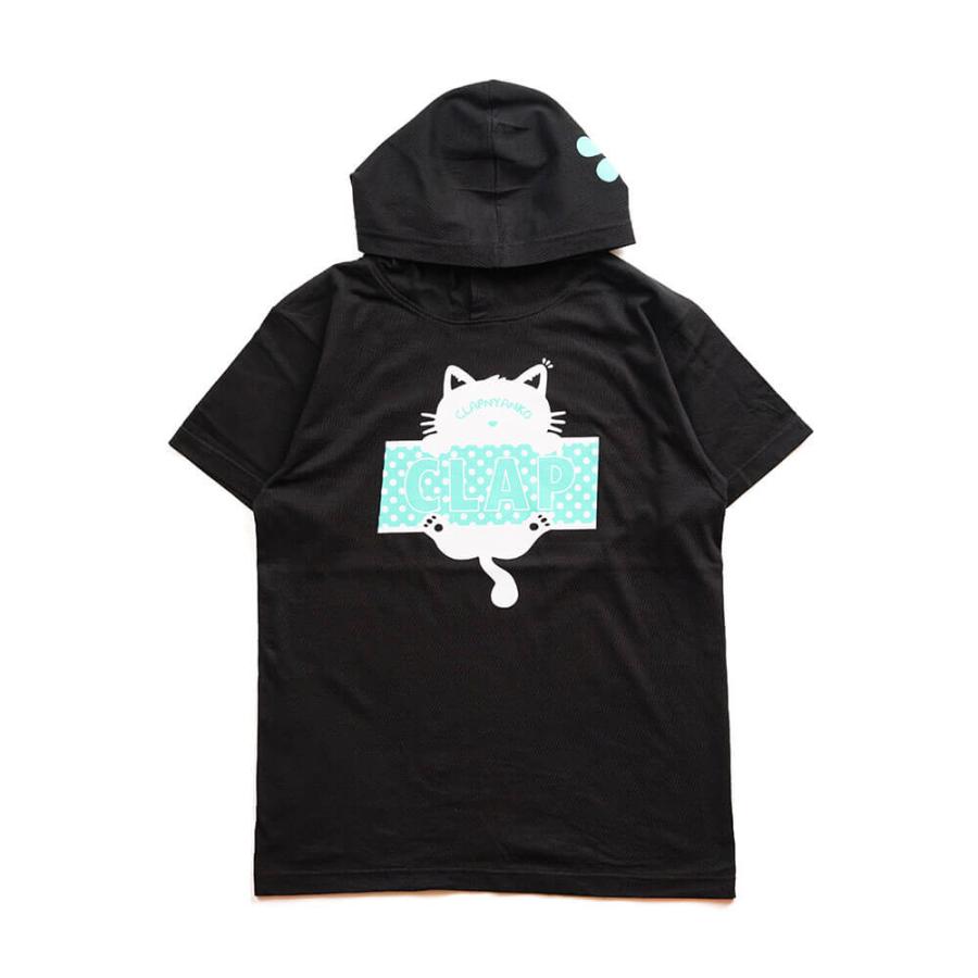 クラップ CLAP フィットネスウェア トップス レディース CLAP NYANKO HOODIE Tee ネコ フード付 Tシャツ クラップ 新作 ロゴ クラップウェア clapクラップ tシャ | clap | 02