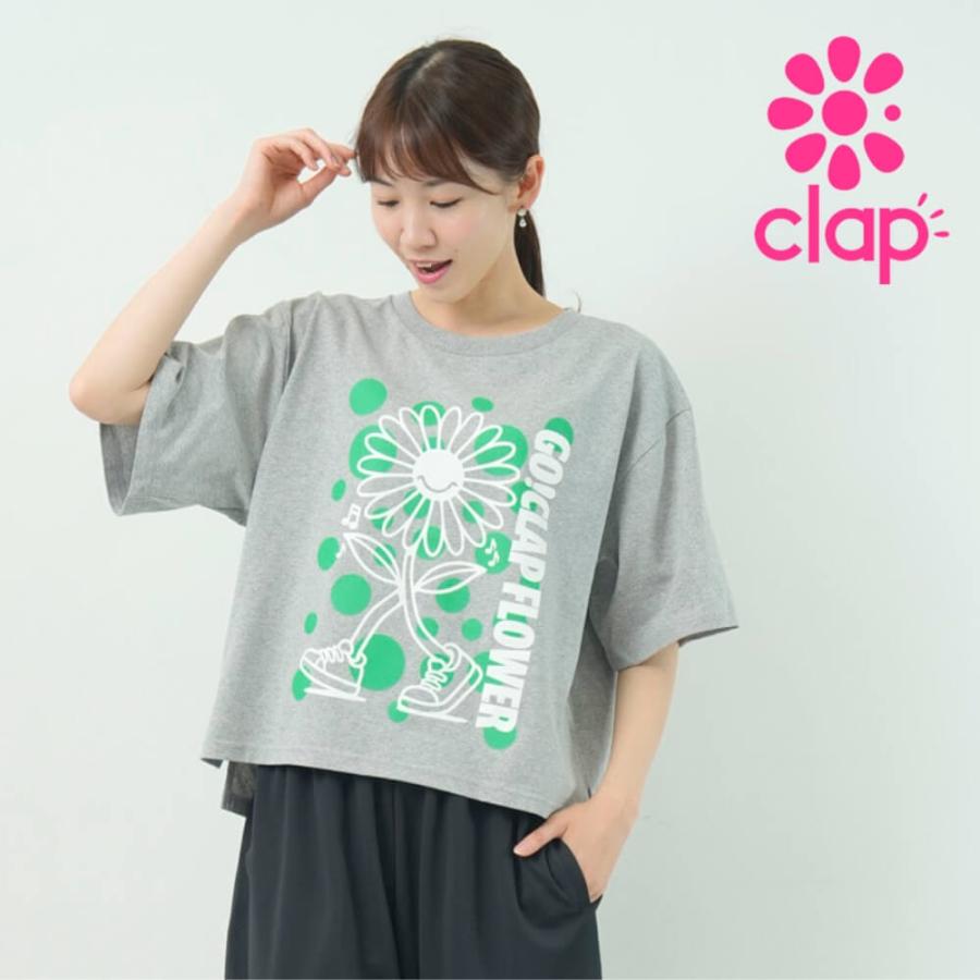 clapクラップ新作 フィットネス ウェア ブランド クラップ トップスレディース 半袖 CLAP FLOWER BIG TEE M/フリーサイズ 新作 柄 2025  オーバーサイズ ダンス | clap