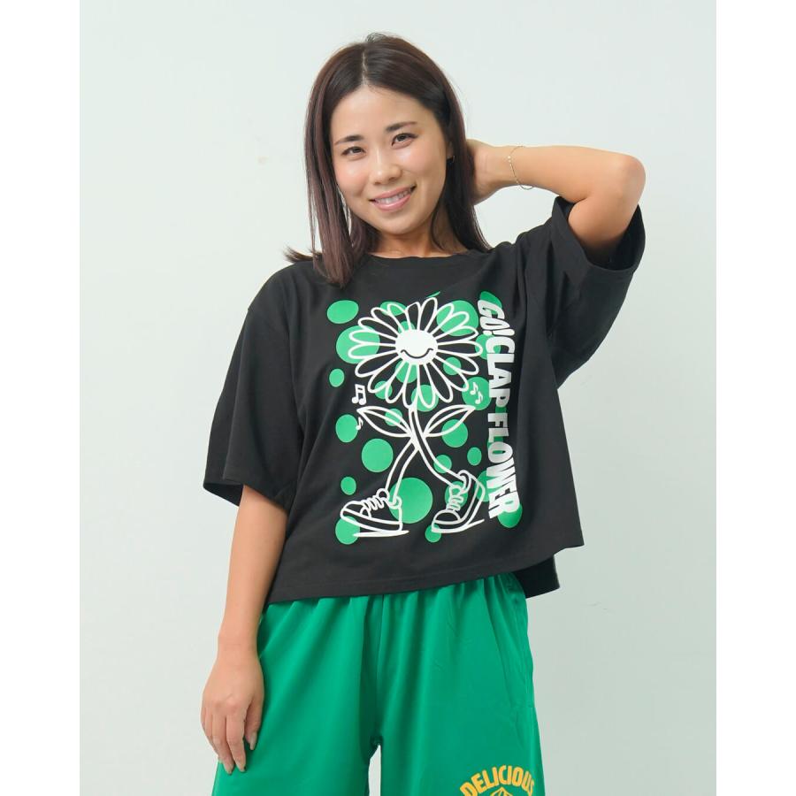 clapクラップ新作 フィットネス ウェア ブランド クラップ トップスレディース 半袖 CLAP FLOWER BIG TEE M/フリーサイズ 新作 柄 2025  オーバーサイズ ダンス | clap | 01