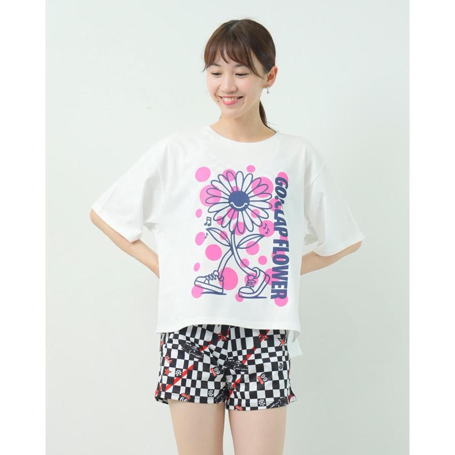 clapクラップ新作 フィットネス ウェア ブランド クラップ トップスレディース 半袖 CLAP FLOWER BIG TEE M/フリーサイズ 新作 柄 2025  オーバーサイズ ダンス | clap | 02