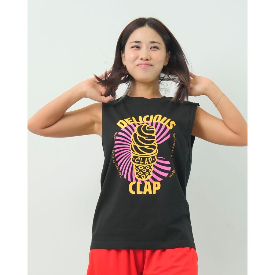 clapクラップ新作 フィットネス ウェア ブランド クラップ トップスレディース ノースリーブ CLAP ICE CREAM TANK M/フリーサイズ 新作 柄 2025 アイス ダンス | clap | 02