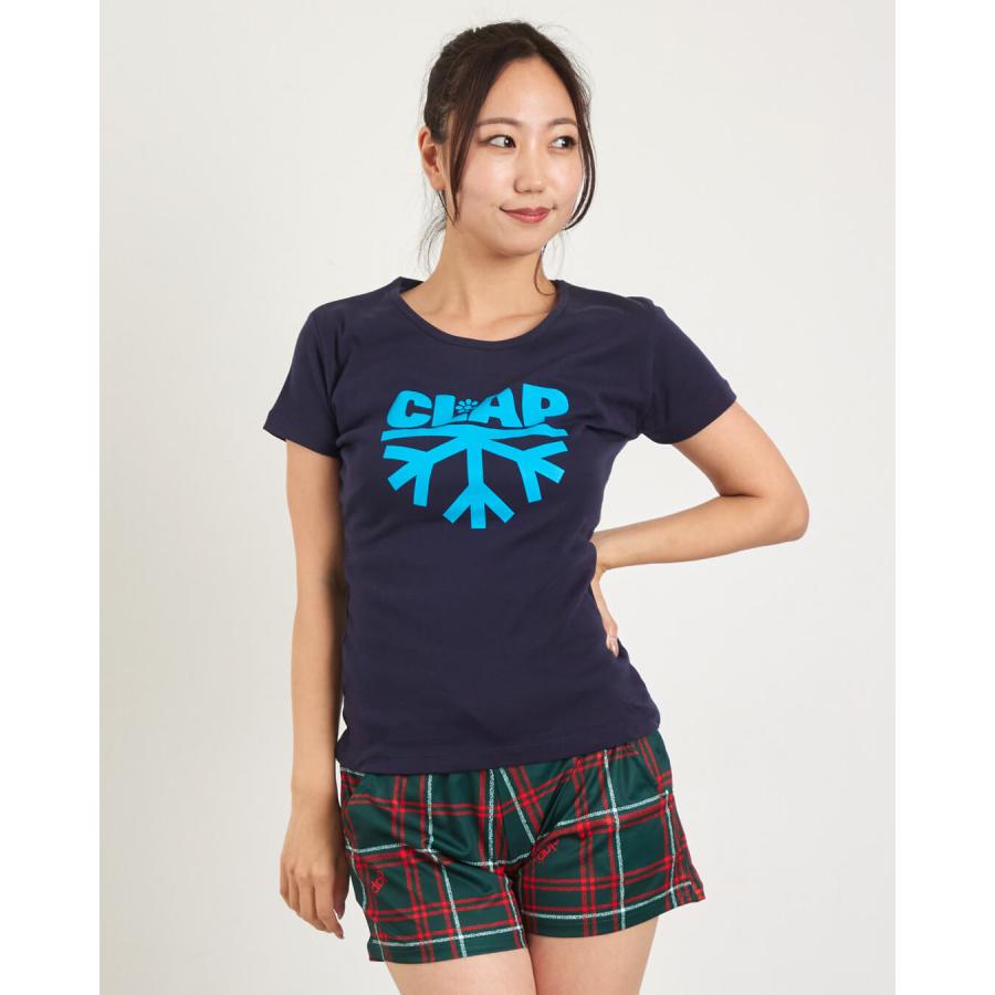 clapクラップ新作 フィットネス ウェア レディース トップス 半袖 tシャツ SNOWFLAKE CLAP SLIM TEE M/フリーサイズ 新作 2025 トレーニングウェア ダンス ジム | clap | 02