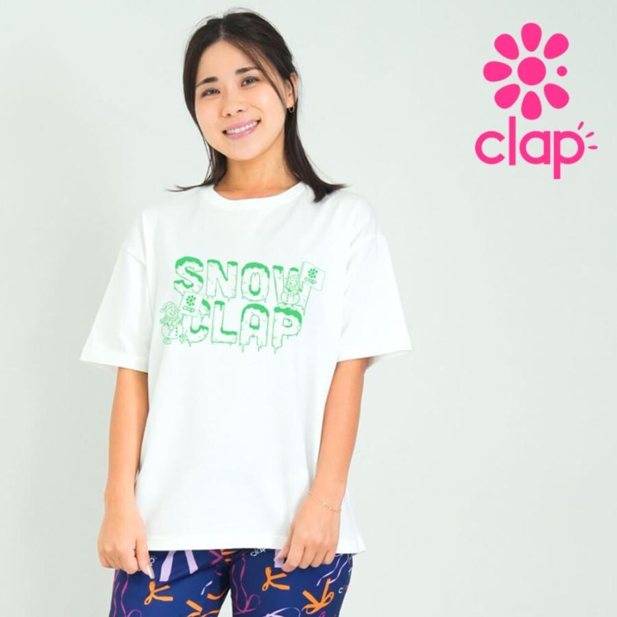 clapクラップ新作 フィットネス ウェア レディース トップス 半袖 tシャツ  SNOW CLAP BIG TEE M/フリーサイズ 新作 2026 トレーニングウェア ダンス ジム | clap
