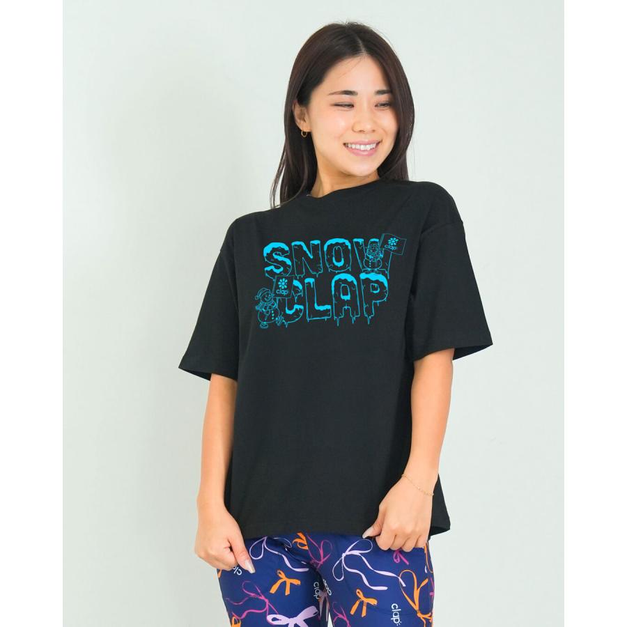 clapクラップ新作 フィットネス ウェア レディース トップス 半袖 tシャツ  SNOW CLAP BIG TEE M/フリーサイズ 新作 2026 トレーニングウェア ダンス ジム | clap | 01