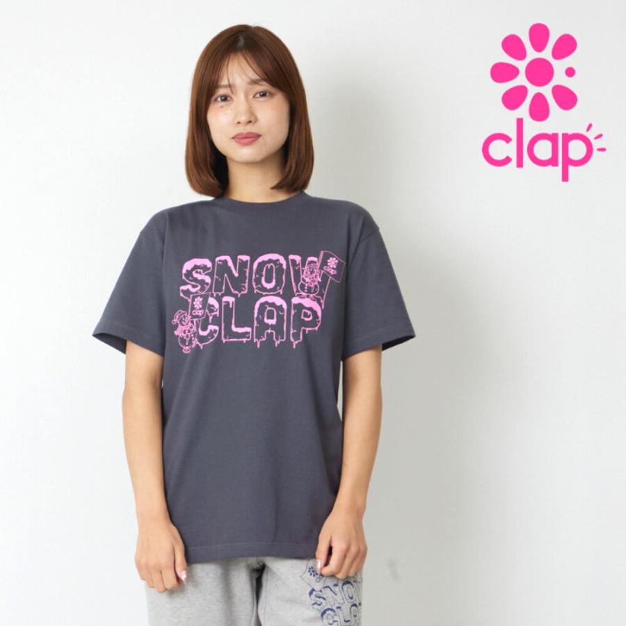 clapクラップ新作 フィットネス ウェア レディース トップス 半袖 tシャツ SNOW CLAP TEE Mフリーサイズ 新作 2026 トレーニングウェア ダンス ジム | clap
