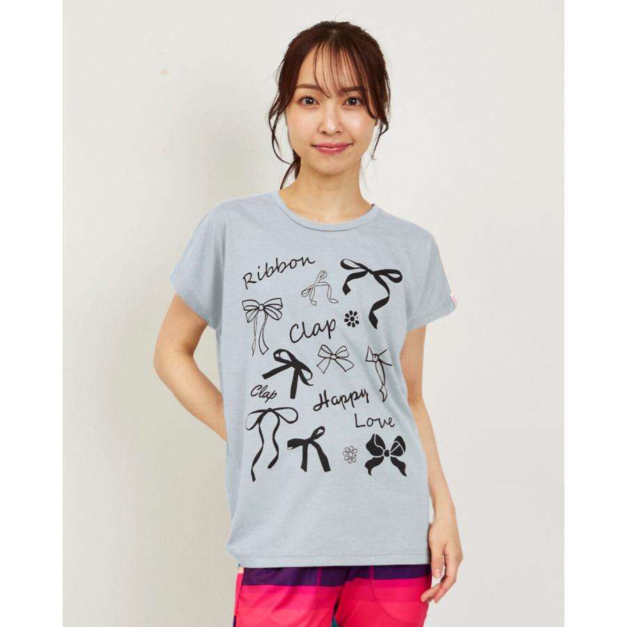 clapクラップ新作 フィットネス ウェア レディース トップス 半袖 RIBBON CLAP DOLMAN S M/フリーサイズ ドルマン 新作 2026 トレーニングウェア ダンス ジム | clap | 02