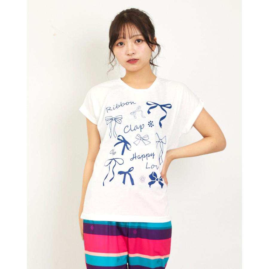 clapクラップ新作 フィットネス ウェア レディース トップス 半袖 RIBBON CLAP DOLMAN S M/フリーサイズ ドルマン 新作 2026 トレーニングウェア ダンス ジム | clap | 03