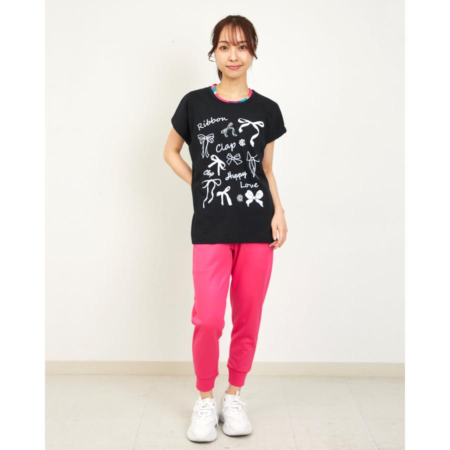 clapクラップ新作 フィットネス ウェア レディース トップス 半袖 RIBBON CLAP DOLMAN S M/フリーサイズ ドルマン 新作 2026 トレーニングウェア ダンス ジム | clap | 07