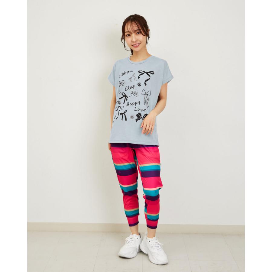 clapクラップ新作 フィットネス ウェア レディース トップス 半袖 RIBBON CLAP DOLMAN S M/フリーサイズ ドルマン 新作 2026 トレーニングウェア ダンス ジム | clap | 08