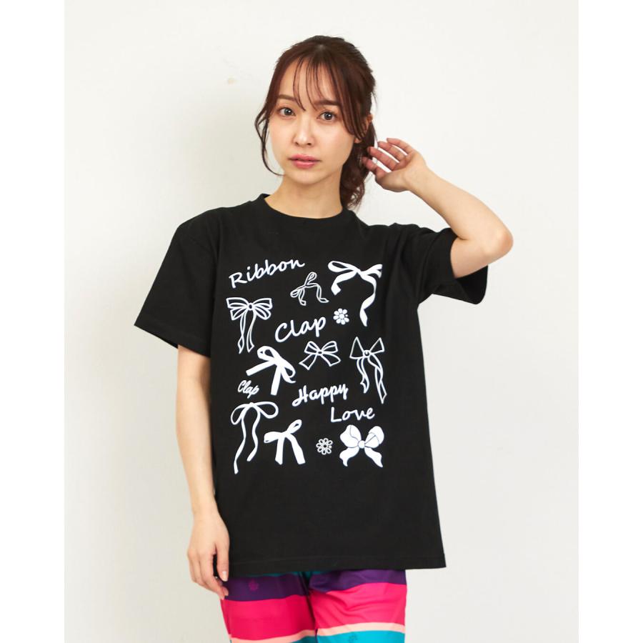clapクラップ新作 フィットネス ウェア レディース トップス 半袖 RIBBON CLAP TEE M/フリーサイズ 新作 2026 トレーニングウェア ダンス ジム | clap | 01