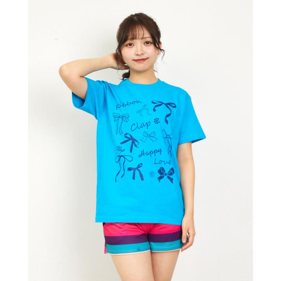 clapクラップ新作 フィットネス ウェア レディース トップス 半袖 RIBBON CLAP TEE M/フリーサイズ 新作 2026 トレーニングウェア ダンス ジム | clap | 02