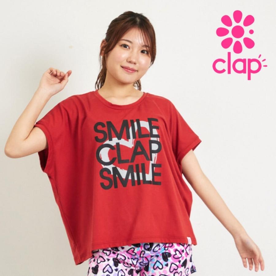 クラップ フィットネス ウェア clap レディース トップス 半袖 SMILECLAPHEART DOLMAN L CTS26052 M/フリーサイズ ドルマン 新作 2026 トレーニングウェア ダン | clap