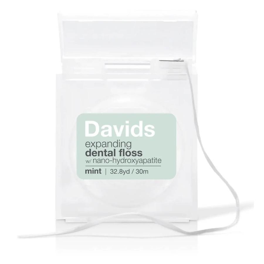 デイヴィッズ デンタルフロス Davids Hydroxi 極細 本体 ケース付き ナノヒドロキシアパタイト配合 フロス 歯間ケア ミント ホワイトニング レフィル対応 | Davids | 01