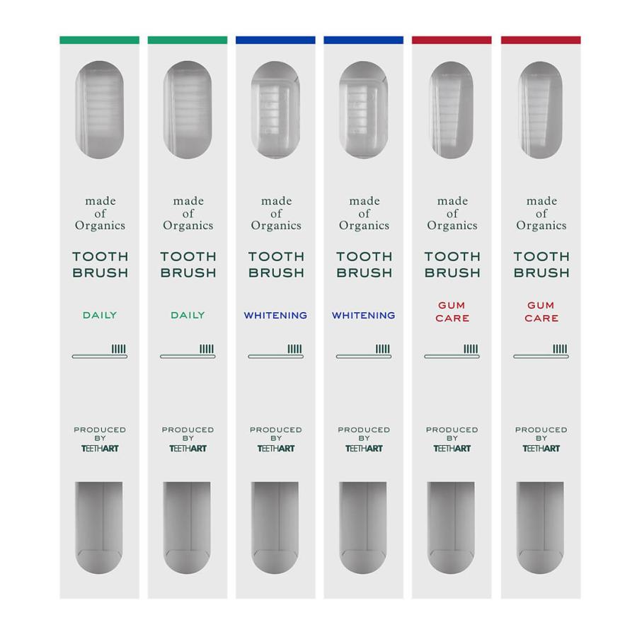 6本セット メイドオブオーガニクス 歯ブラシ ティースアート ホワイトニング デイリー ガムケア made of organics 日本製 | made of Organics | 09