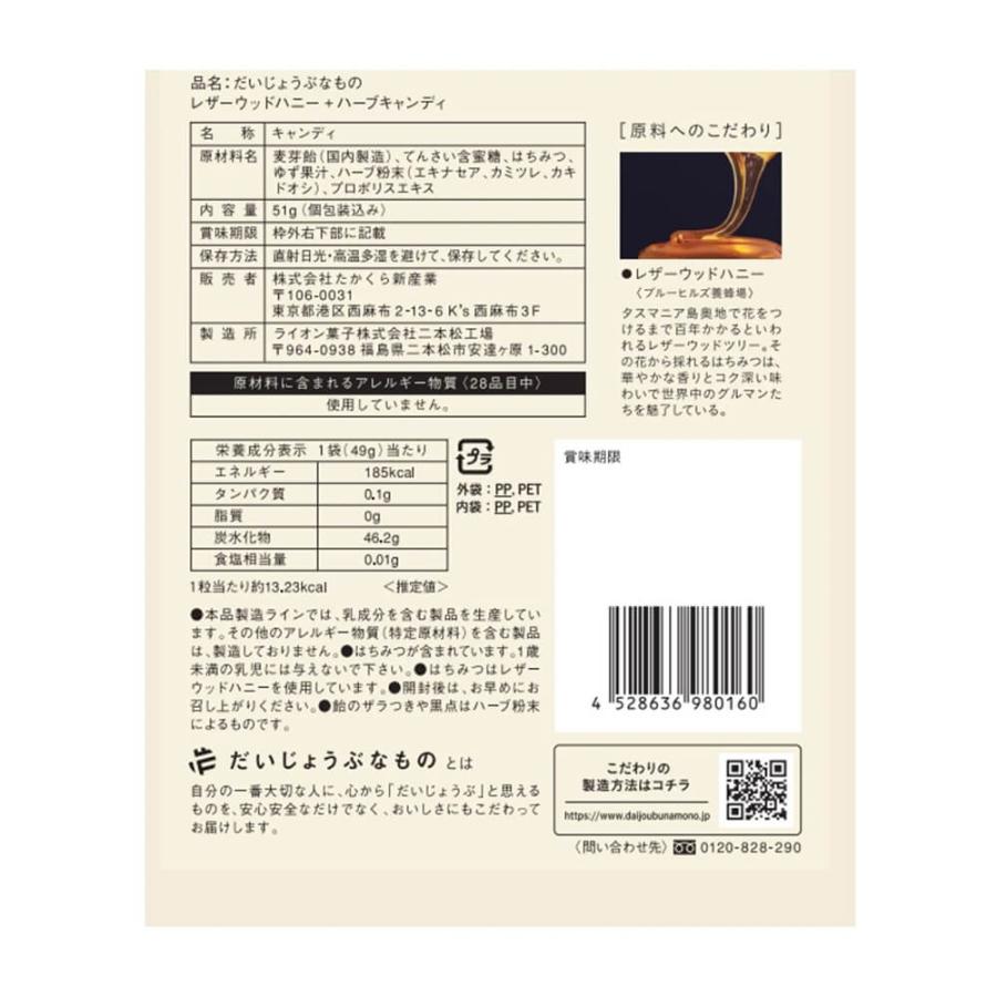 百年はちみつのど飴 だいじょうぶなもの のど飴 ゆずハーブのど飴 個包装 無添加 ハチミツ ゆず ハーブ 飴 プチギフト お礼 ギフト | たかくら新産業 | 02