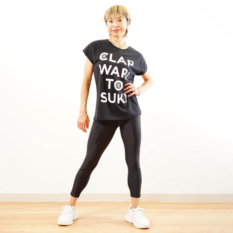 クラップ CLAP フィットネスウェア トップス レディース  clap-waritosuki DOLMAN+FIVE FINGER SOCKS セット クラップウェア clapクラップ tシャツ ドルマン | clap | 07
