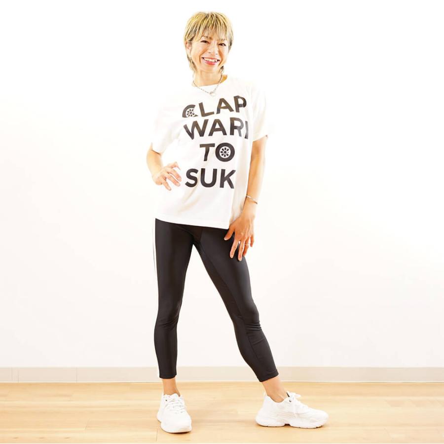 クラップ CLAP フィットネスウェア トップス レディース  clap-waritosuki TEE+FIVE FINGER SOCKS セット クラップウェア clapクラップ tシャツ ドルマン | clap | 09