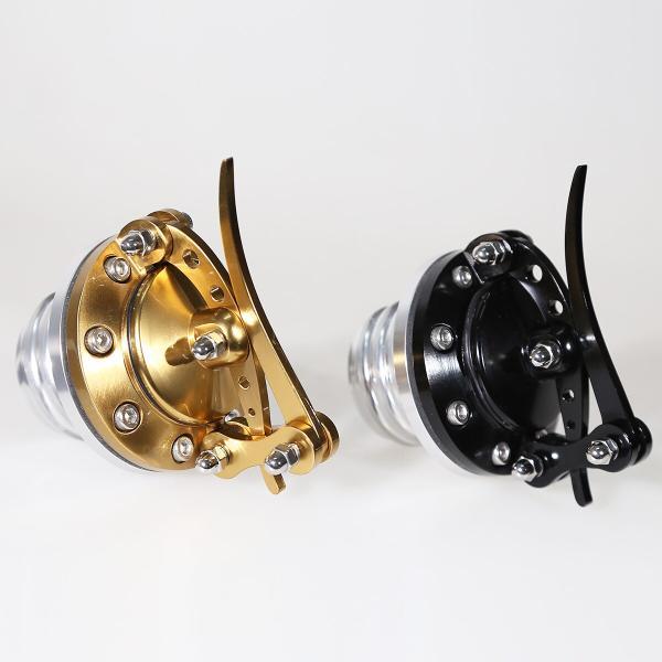 並行輸入品 トライアンフ ボンネビル スクランブル T120 T100 スラクストン 2001-2021 用 ブラックゴールド クイックリリース 燃料ガスタンク オイルキャッの画像