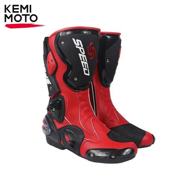 並行輸入品 男性ブーツ革motorcrosssレース靴ライディングロングブーツ滑り止め通気性防具冬_4