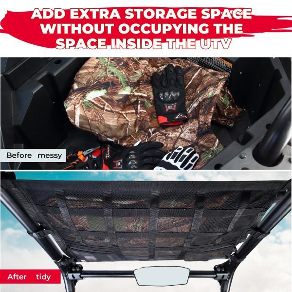 並行輸入品 ポラリスRZR XP/XP4 1000 RZR PRO XP/XP4 2014-2023 UTVルーフストレージネット天井カーゴポケットの画像