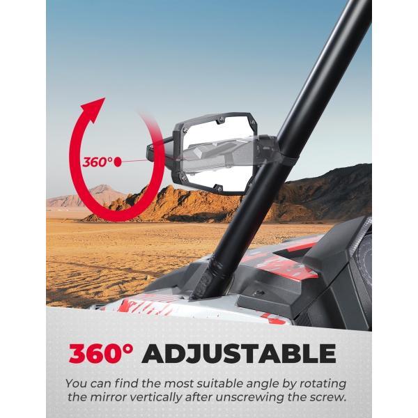並行輸入品 1.5-1.875インチ ポラリスRZR 1000用カンナムX3用用ジョンディア用UVサイドミラーの画像