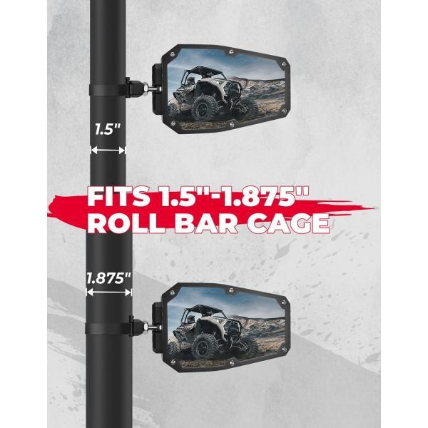 並行輸入品 1.5-1.875インチ ポラリスRZR 1000用カンナムX3用用ジョンディア用UVサイドミラーの画像