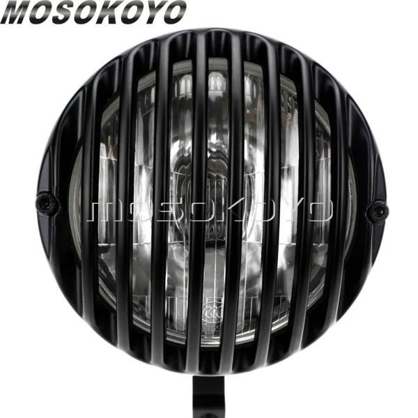 並行輸入品 バイクヴィンテージオールドスクールグリルヘッドライト h4 12v 60/55w チョッパーカフェ レーサーライトの画像
