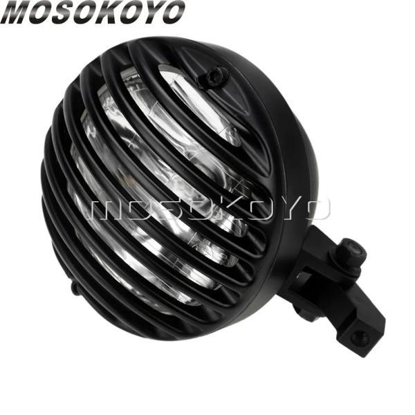 並行輸入品 バイクヴィンテージオールドスクールグリルヘッドライト h4 12v 60/55w チョッパーカフェ レーサーライトの画像