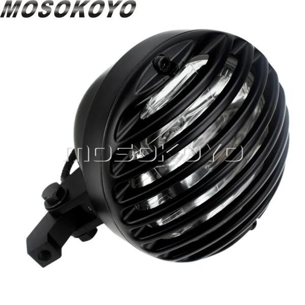 並行輸入品 バイクヴィンテージオールドスクールグリルヘッドライト h4 12v 60/55w チョッパーカフェ レーサーライトの画像