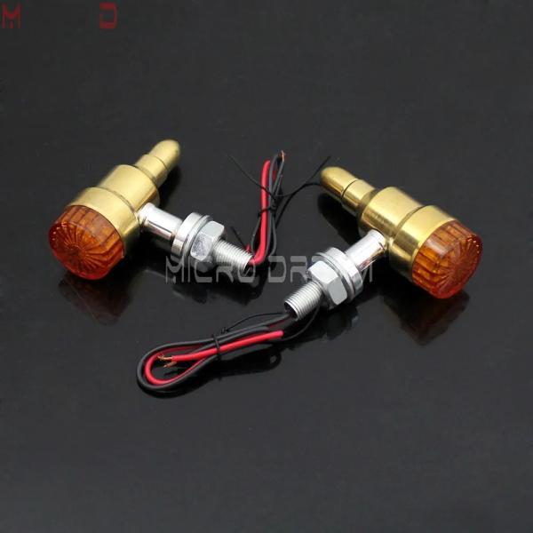並行輸入品 真鍮ウィンカーライトバイク カスタムウインカーインジケータランプ E-MARK フラッシャー 10 mmボルト用 cafe racer chopper 浮き_4