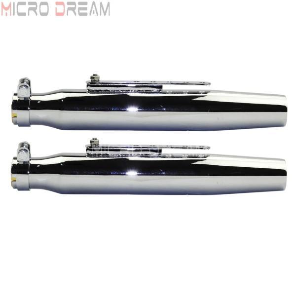並行輸入品 バイク用汎用エキゾーストパイプ 2個 クローム 35-45mm ハーレーチョッパー カフェレーサー用_2