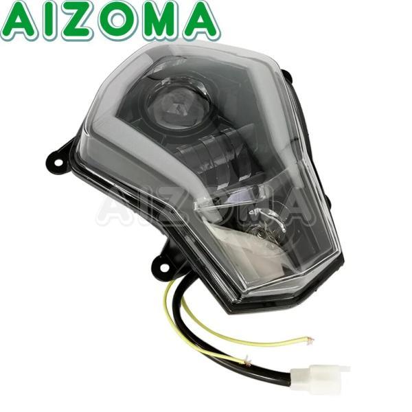 並行輸入品 モトクロス バイクブラックledヘッドライトハイ/ロービームハローリングdrlフロントランプ125 200 250 390 2011-2016ヘッドランプアセンブリの画像