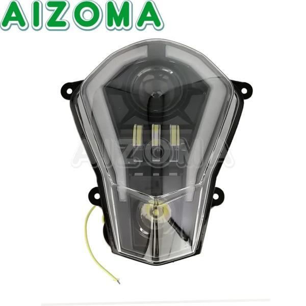 並行輸入品 モトクロス バイクブラックledヘッドライトハイ/ロービームハローリングdrlフロントランプ125 200 250 390 2011-2016ヘッドランプアセンブリの画像
