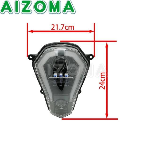 並行輸入品 モトクロス バイクブラックledヘッドライトハイ/ロービームハローリングdrlフロントランプ125 200 250 390 2011-2016ヘッドランプアセンブリの画像