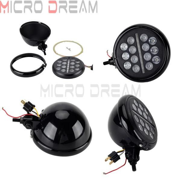並行輸入品 汎用バイク5-3/4インチ フロントライト5.75インチラウンドヘッドライトledヘッドランプ用カフェレーサーxl