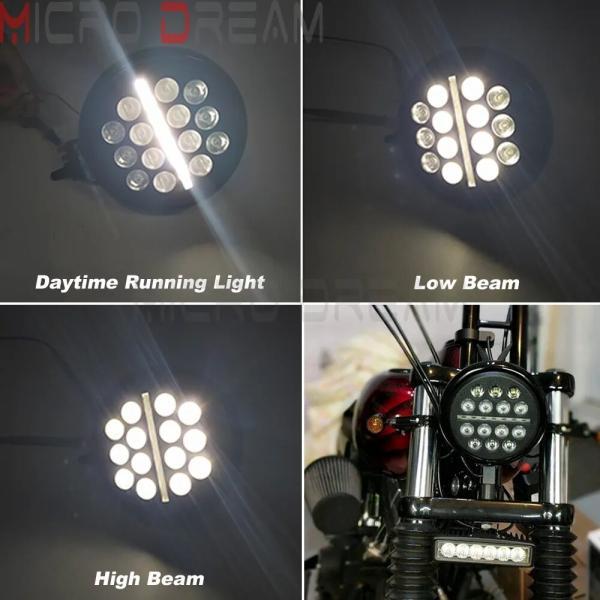 並行輸入品 汎用バイク5-3/4インチ フロントライト5.75インチラウンドヘッドライトledヘッドランプ用カフェレーサーxl