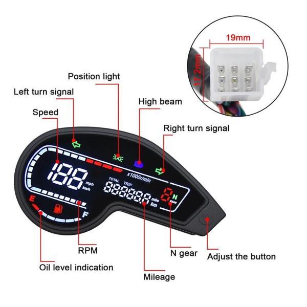 並行輸入品 バイク用デジタルLEDスピードメーター 電子走行距離計 アンチグレアインテリジェント スピードメーター クロスマックス用150 dm200 xr190の画像