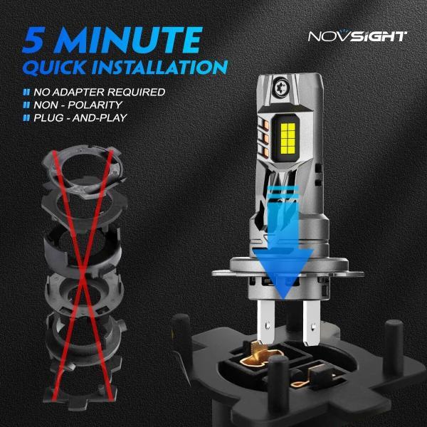 並行輸入品 Novsight-ミニLEDヘッドランプH7 1:1電球 70W 16000lm ファン付き 6500k 12V ライト プラグアンドプレイ h7