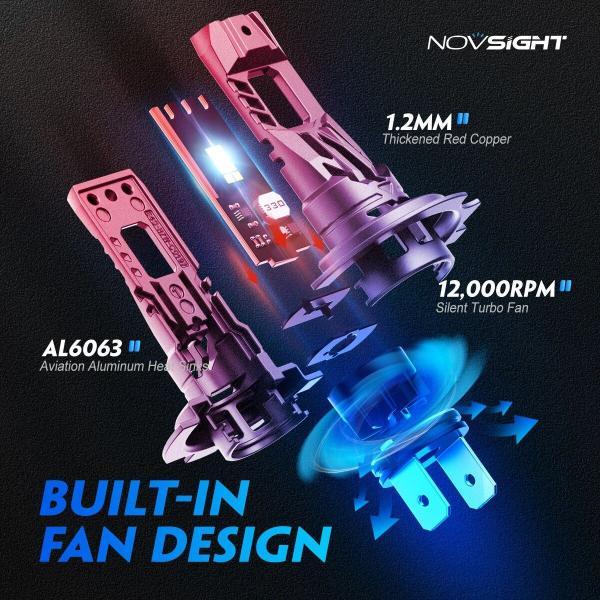並行輸入品 Novsight-ミニLEDヘッドランプH7 1:1電球 70W 16000lm ファン付き 6500k 12V ライト プラグアンドプレイ h7