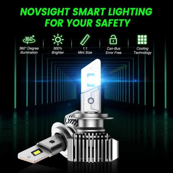 並行輸入品 Novsight電球H7 H11 led canbus H4 9005 HB3 9006 HB4 H8 H9 H13ヘッドライト電球100ワット20000LM 6500 18kホワイト12v 1mm車ランプの画像