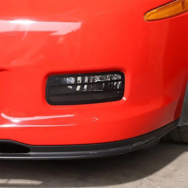 並行輸入品 ChevevAcrudecovette c6 2005-2013ブラックカーフロントフォグランプ保護メッシュカバー装飾アクセサリー用の画像