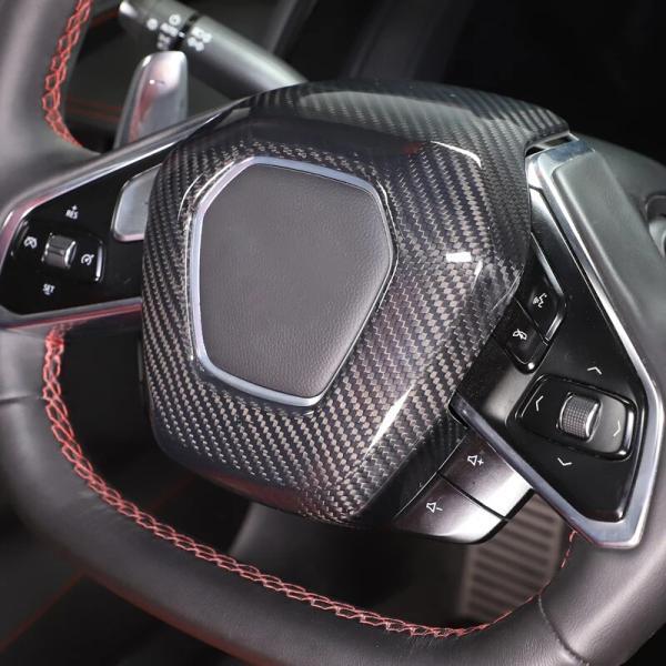 並行輸入品 シボレー ハンドルカバー カーボン ステアリングホイールカバー インテリアアクセサリー モデルc8 stingray z51 z06 2020-2023の画像