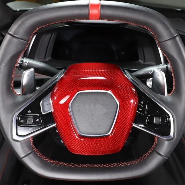 並行輸入品 シボレー ハンドルカバー カーボン ステアリングホイールカバー インテリアアクセサリー モデルc8 stingray z51 z06 2020-2023の画像