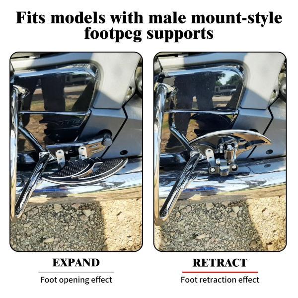並行輸入品 バイクフロアボードフロントフットペグフットレストフットボード黒/クロームハーレーツーリングロード Flhx イナ Fatbob スポーツスター XLの画像