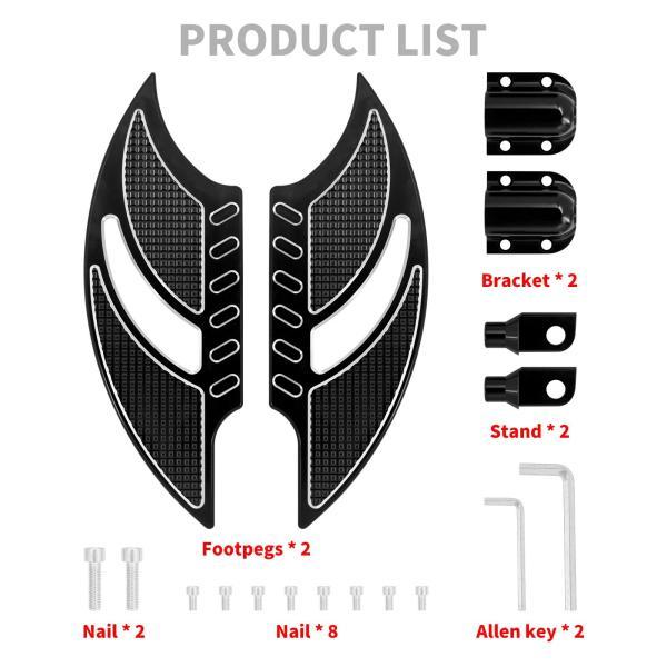 並行輸入品 バイクフロアボードフロントフットペグフットレストフットボード黒/クロームハーレーツーリングロード Flhx イナ Fatbob スポーツスター XLの画像