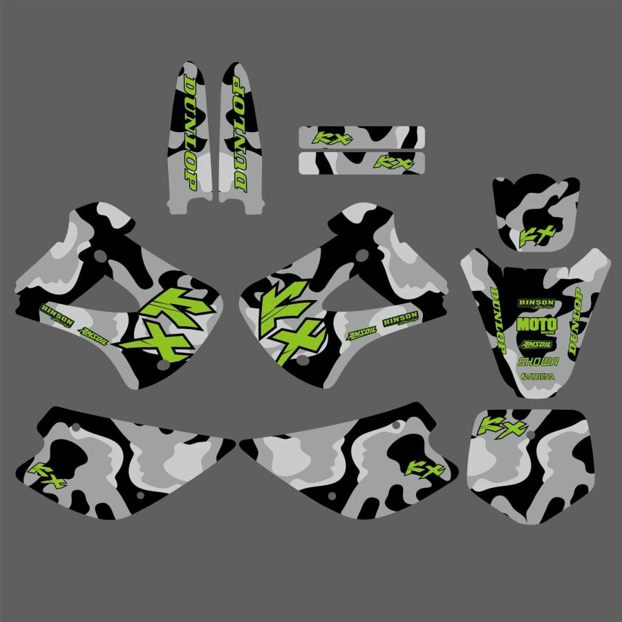 並行輸入品 フルグラフィック背景デカールステッカーフィッシュボーンステッカーKX 85 100 KX85 KX100 1998 2012 2011 2010 2009 2008 2007 2006 2005